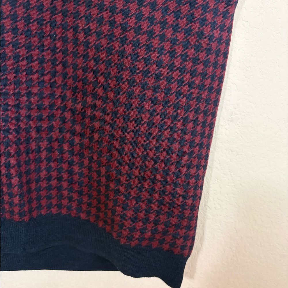 Brooks Brothers Merino Wool Navy & Burgundy V-Neck Herringbone Sweater Size XL - Picture 5 of 15